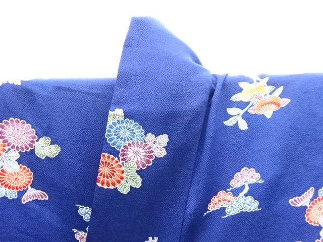  縮緬地花鳥模様小紋着物